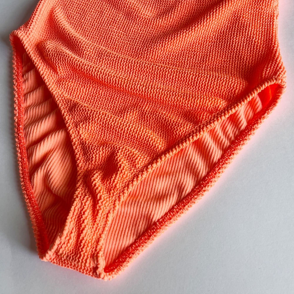 Good American One-Shoulder Ribbed One-Piece Swimsuit in Orange-Red - Picture 4 of 9